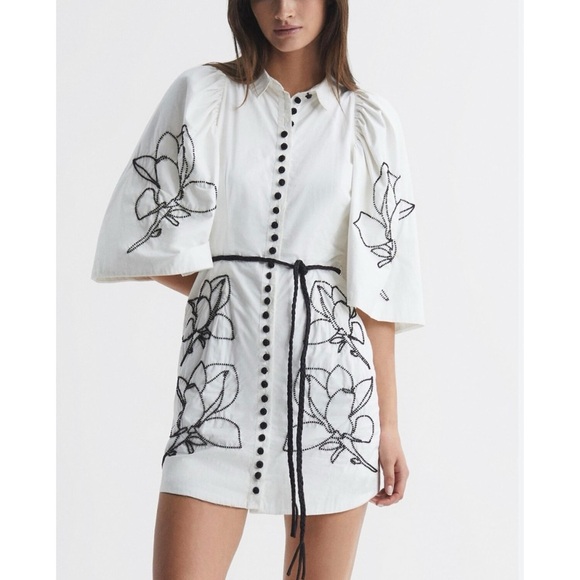 JOSLIN beaded 100% cotton shirt mini dress NEW - Picture 1 of 16